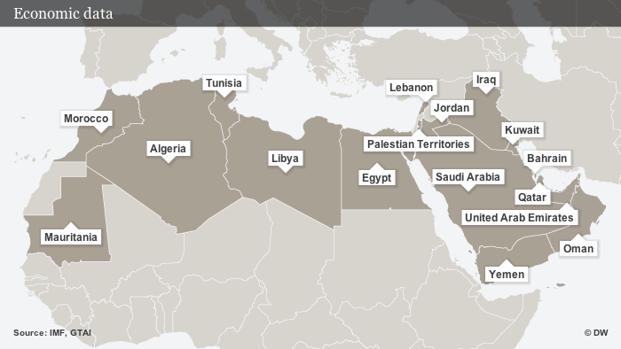 Landkarte Arabische Welt