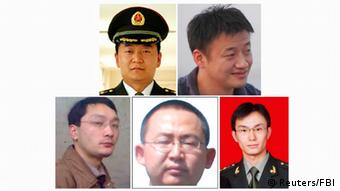 A combination photo shows five Chinese military officers who the U.S. has accused of cyber espionage (photo: REUTERS/FBI/Handout via Reuters)