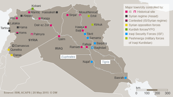 Karta područja pod IS-ovom kontrolom u Iraku i Siriji
