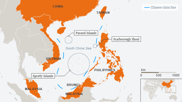 Karte Sdchinesisches Meer Besitzanspruch China Englisch