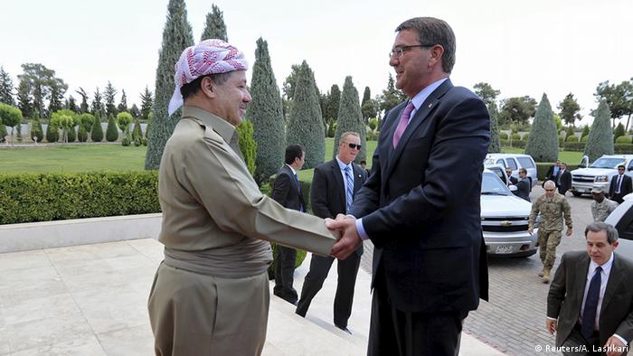 Irak USA Kurden Verteidigungsminister Ashton Carter bei Massoud Barsani in Erbil
