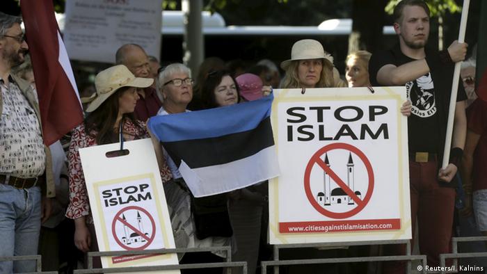 Anti-Islam protesters in Latvia