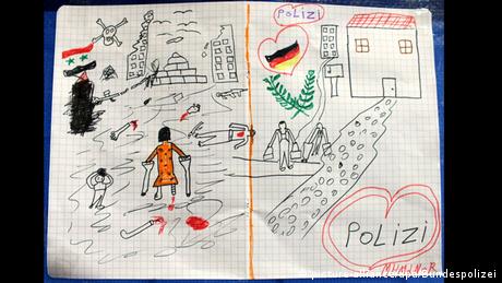  Bild das ein syrisches Flüchtlingskind gemalt hat (Foto: Bundespolizei/dpa)
