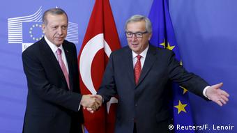 Турският президент Ердоган с шефа на ЕК Юнкер