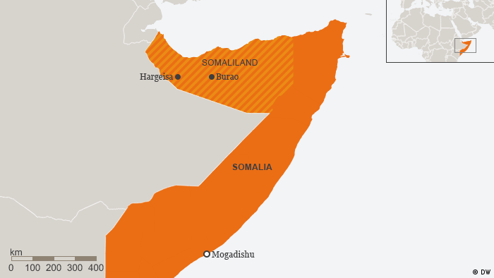Map showing Somalia and Somaliland