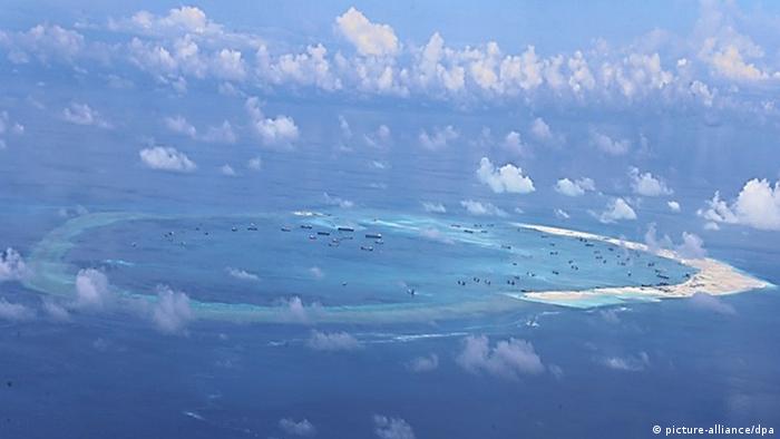 An artificial Chinese Island in the South China Sea. 