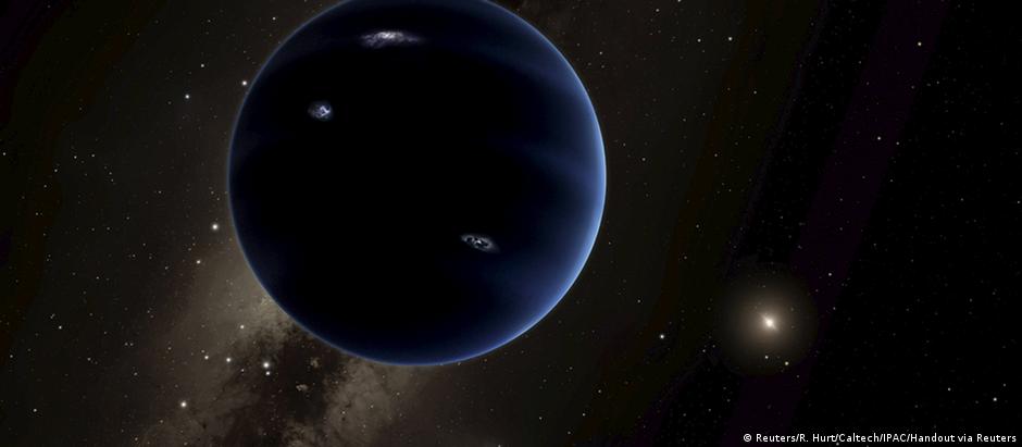 Imagem de como poderia ser o "Planeta Nove", que não foi observado pelos cientistas