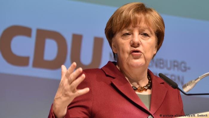 Chancellor Angela Merkel speaking