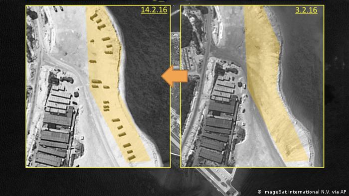 Paracel-Inseln Woody Island Satellitenbilder Chinesische Boden-Luft-Raketen