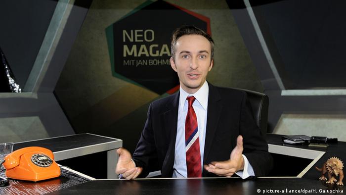 German comedy show host Jan Böhmermann on the set of his ZDF show NEO Magazin