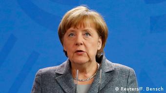 German Chancellor Angela Merkel gives a statement on Turkey's request to seek prosecution of German comedian Jan Boehmermann 