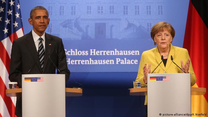 Барак Обама и Ангела Меркель в Ганновере