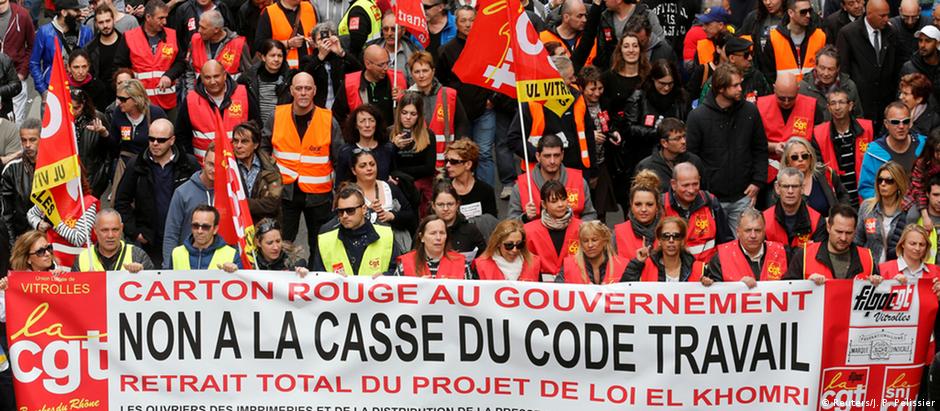 Protesto em Marselha contra a reforma trabalhista promovida pelo governo Hollande