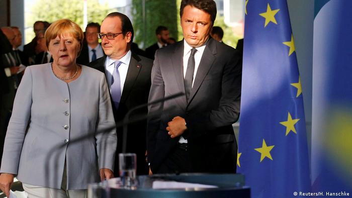 Merkel, Renzi și Hollande la Berlin, după primul summit în trei, imediat după Brexit