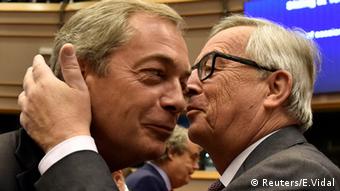Глава UKIP Найджел Фараж и председатель Еврокомиссии Жан-Клод Юнкер