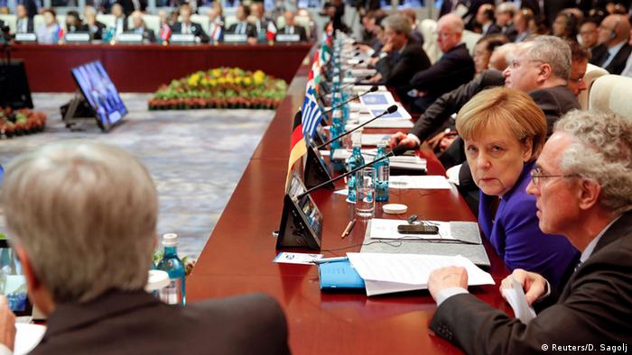 Chancellor Angela Merkel and other leaders attend the opening session of the Asia-Europe Meeting (ASEM) summit in Ulaanbaatar, Mongolia
