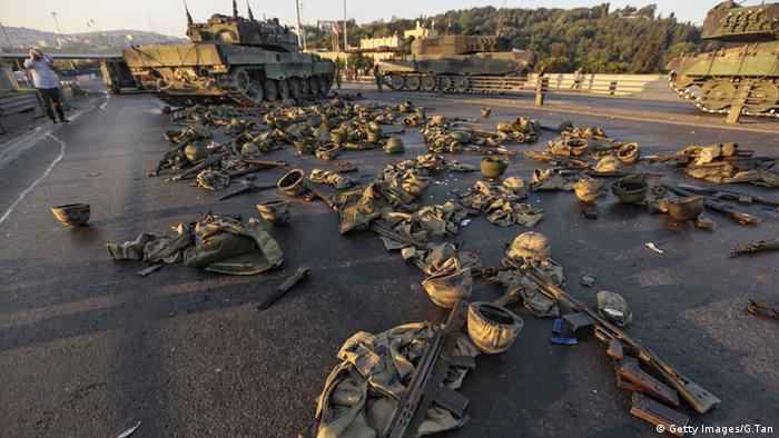 Türkei Bosphorus Brücke Panzer Kleidung und Helme von Soldaten