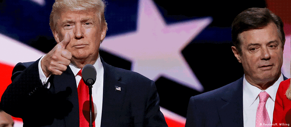 Trump ao lado do atual presidente da campanha Paul Manafort