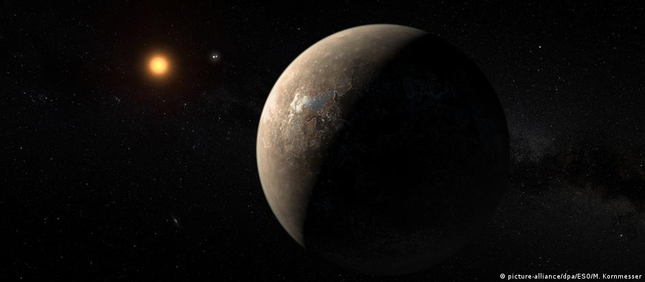 Ilustração mostra Proximo b orbitam em Proxima Centauri