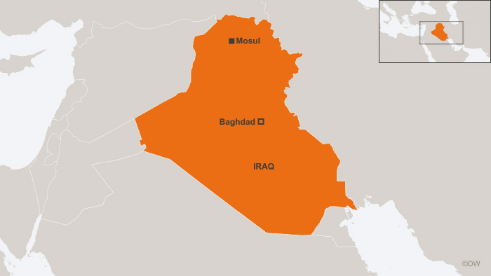 A map of Iraq showing Mosul