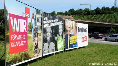 Bundestagswahl 2013 Wahlplakate SPD Grüne Linke FDP (picture-alliance/dpa)