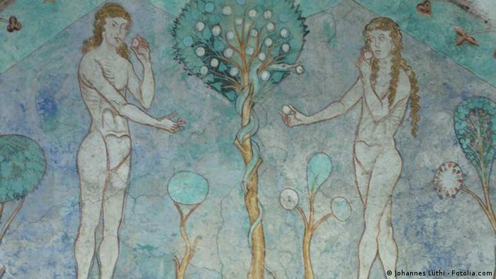 Стенопис: Адам и Ева преди прогонването им от Рая