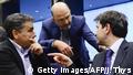 Luxemburg Treffen Eurogruppe Tsakalotos Moscovici und Chouliarakis (Getty Images/AFP/J. Thys)