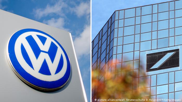 Volkswagen und Deutsche Bank Logo (picture alliance/dpa/J. Stratenschulte D. Roland/AFP/Getty Images)
