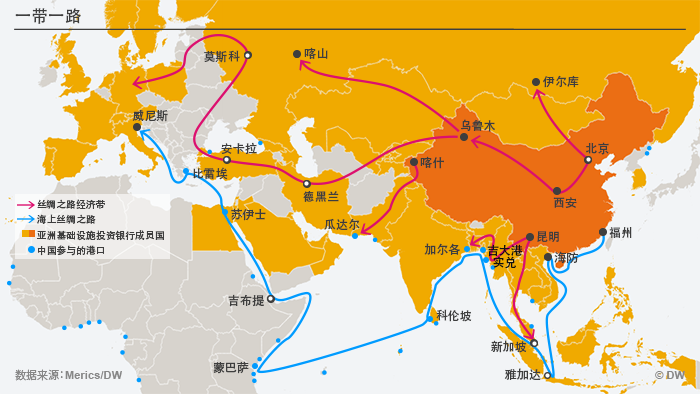 Infografik Chinas neue Seidenstraße Chinesisch