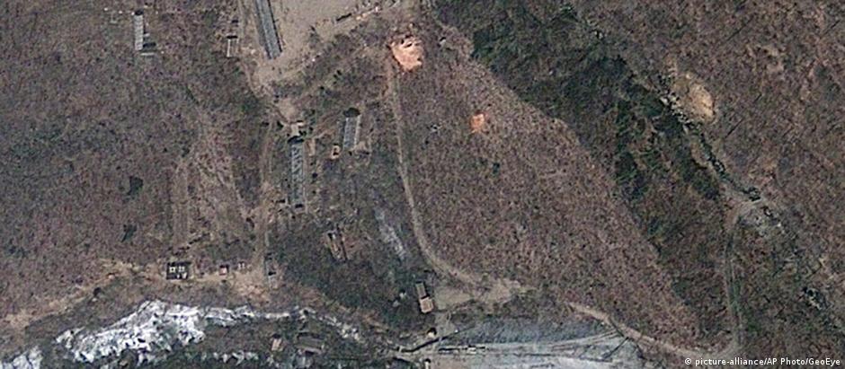 Local de teste nuclear em Punggye-ri, na Coreia do Norte