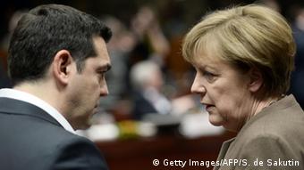 Brüssel EU Gipfel - Alexis Tsipras & Angela Merkel (Getty Images/AFP/S. de Sakutin)
