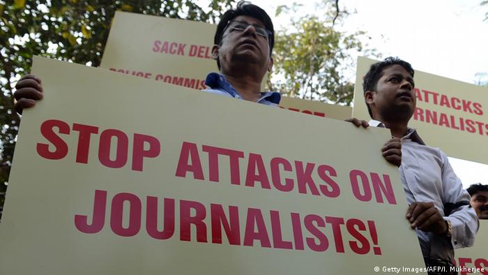 Indien Protest gegen Morde an Journalisten (Getty Images/AFP/I. Mukherjee)
