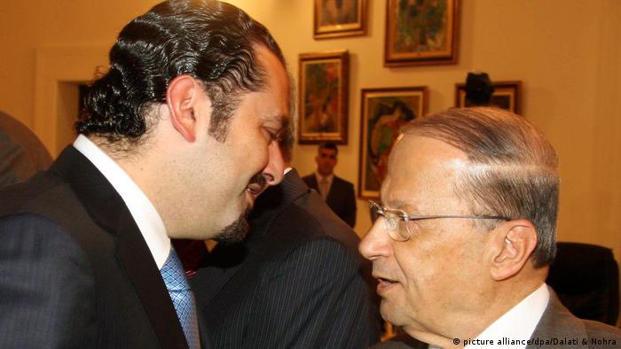 Libanon Beirut Politiker Saad Hariri (L) und Michel Aoun (picture alliance/dpa/Dalati & Nohra)
