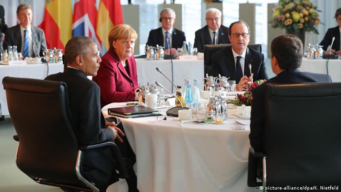 Deutschland Sechser-Treffen mit Merkel und Obama im Kanzleramt (picture-alliance/dpa/K. Nietfeld)