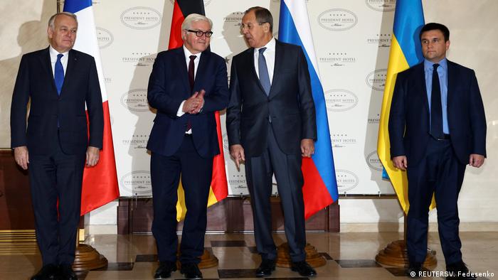 Weißussland Pavlo Klimkin, Sergei Lavrov und Frank-Walter Steinmeier trffen sich in Minsk (REUTERSV. Fedesenko)