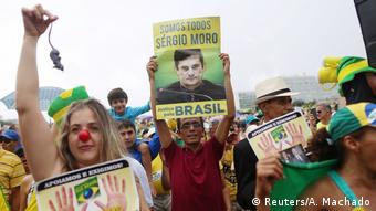 Protesto em Brasília em apoio a Sergio Moro: juiz é uma das figuras mais polarizadores do país
