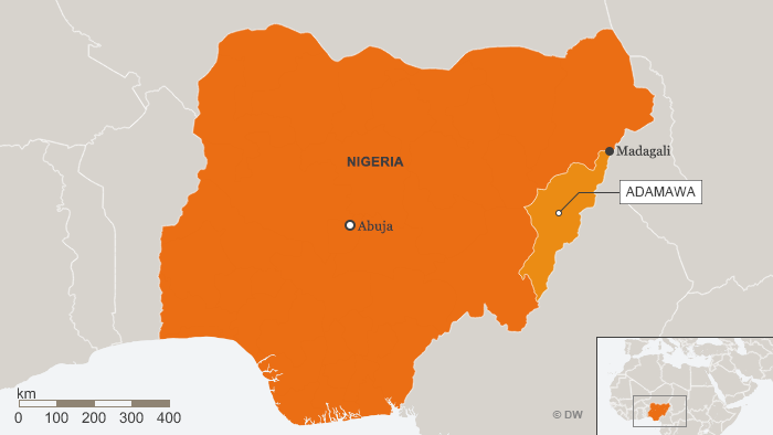 Karte Nigeria mit Madagali im Bundesstaat Adamawa