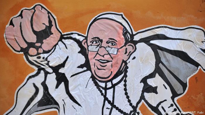 Italien Papst Franziskus als Superman (Getty Images/AFP/T. Fabi)