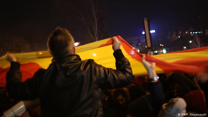 Proteste der VMRO-DPMNE-Anhänger in Skopje (DW/P. Stojanovski)