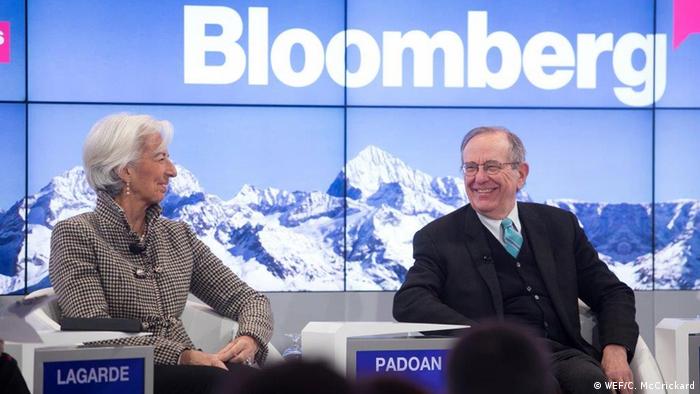 Italien - Bloomberg-Panel auf dem Weltwirtschaftsforum 2017 mit IWF-Chefin Christine Lagarde und Pier Carlo Padoan (WEF/C. McCrickard)