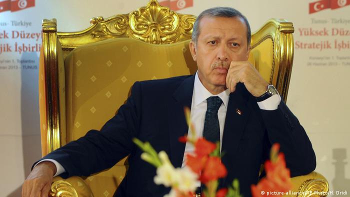 Erdogan auf goldenem Thron (picture-alliance/AP Photo/H. Dridi)