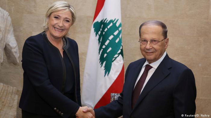 Marine Le Pen with Lebanon's President Michel Aoun