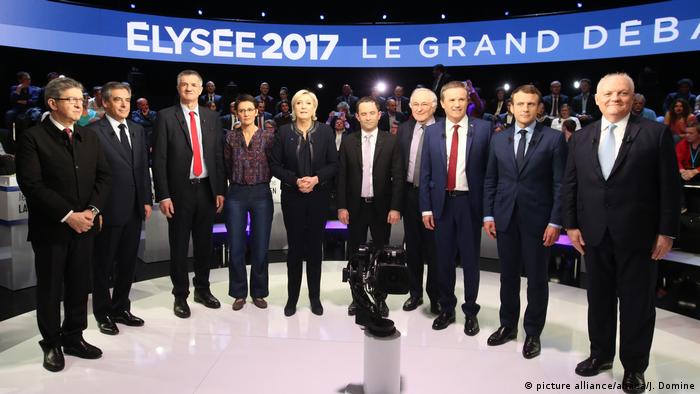 Frankreich elf PrÃ¤sidentschaftskandidaten treten in TV-Debatte gegeneinander an (picture alliance/abaca/J. Domine)