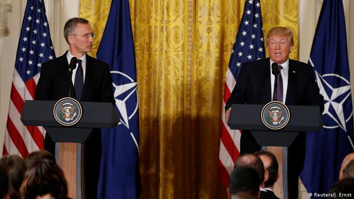 U.S. Präsident Trump und NATO-Generalsekretär bei der Pressekonferenz am Weißen Haus (Reuters/J. Ernst)