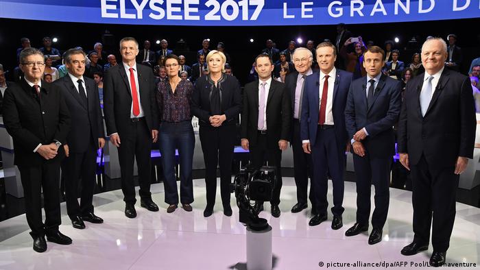 Frankeich Wahlkampf - Die Kandidaten bei TV Debatte (picture-alliance/dpa/AFP Pool/L. Bonaventure)