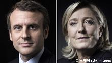 Frankreich Bildkombo Emmanuel Macron und Marine Le Pen