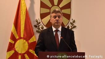 Mazedonian Präsident Gjorge Ivanov PK (picture-alliance/abaca/A. Fazlagikj )