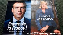 Frankreich Wahlplakate Macron und Le Pen 2. Runde