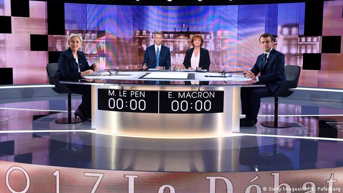 Frankreich Wahl TV-Debatte - Marine Le Pen & Emmanuel Macron (Getty Images/AFP/E. Feferberg)