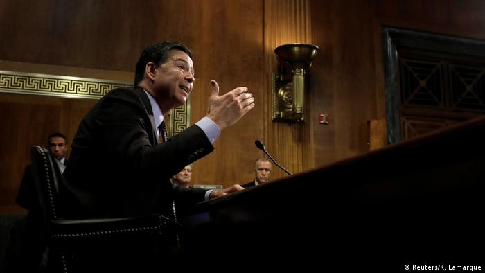 Then-FBI Director James Comey speaking before a Senate Judiciary Committee